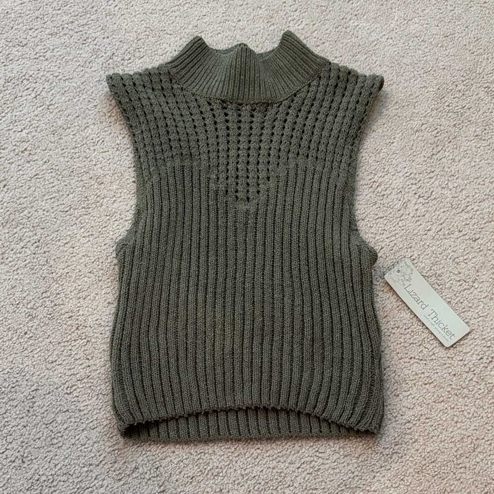 Lizard Thicket Dark Green Knit Sweater Vest